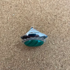 Bague Touareg Femme en Argent Massif – Pierre Malachite Ovale