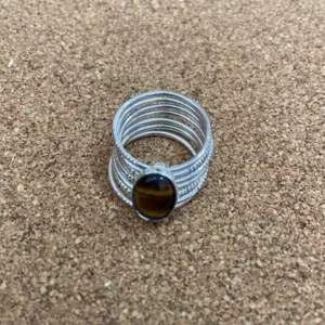Bague Touareg Femme – Semainier en Argent Massif avec Pierre Naturelle