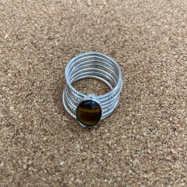 Bague Touareg Femme – Semainier en Argent Massif avec Pierre Naturelle