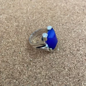 Bague Touareg Homme en Argent Massif – Pierre Bleue Facettée